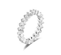 Wycian Anillos Mujer Retro Anillos con Piedras Plata Oro Blanco De 18 Quilates Moissanita con Rectángulo Blanco Tamaño 6,75 Simple Para Hermana Graduación Joyas
