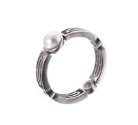Wycian Anillos Mujer Retro, Joyas de Mujer Plata Anillos Acero Inoxidable Tamaño 12 3.8mm Hueco con Perla para Hermana Joyas