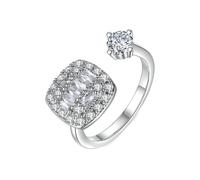 Wycian Anillos Mujer San Valentin Anillo Moissanita Mujer Plata Oro Blanco De 18 Quilates con Rectángulo Y Redondo Tamaño 9,5 Popular Para Hermana Navidad Joyas