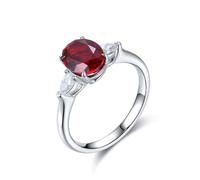 Wycian Anillos Mujer San Valentin Anillos De Plata De Ley Plata Esterlina Creado Ruby con 3 Piedras 2,21CT Esmeralda Creada Tamaño 11 Actualización 3.0 Para Hermana Día De La Madre Joyas