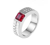 Wycian Anillos Para Boda Anillo Piedras Oro Blanco De 9 Quilates Creado Ruby 6 mm De Ancho Tamaño 12 Actualización 3.0 Para Hombres Día De La Madre Joyas