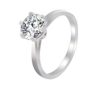 Wycian Anillos Para Boda Anillo Plateado Mujer Oro Blanco De 18 Quilates Moissanita Anillo Solitario Redondo De 6 Puntas con Moissanita De 1 CT Tamaño 6,75 Moderno Para Esposa Graduación Joyas