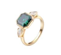 Wycian Anillos Piedra Verde Anillo Oro 18K Mujer Amarillo Moissanita con Moissanita Verde Geométrica De 1 CT Tamaño 6,75 Moda Para Hermana Graduación Joyas