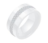 Wycian Anillos Promesa Mujer, Anillo Blanco Mujer Circonia Cúbica Cerámico Tamaño 22 10 mm Redondo con Circonita Cúbica Blanca para Hermana Joyas