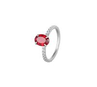 Wycian Anillos Promesa Mujer Anillo Oro Blanco Mujer 18 Kilates Rubí de Laboratorio Ovalado de 4 Garras, 1,9 Ct, con Moissanita Redonda Talla 6,75 Actualización 3.0 para Señoras Graduación Joyas