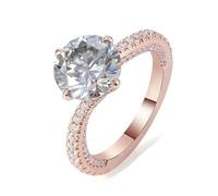 Wycian Anillos Promesa Mujer Anillo Piedra Oro Rosa De 9K Moissanita Redondo Tamaño 6,75 Actualización 3.0 Para Esposa Graduación Joyas