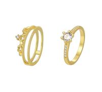 Wycian Anillos Promesa Oro Anillos Oro Mujer 18K AU750 Moissanita Juego De 2 Piezas Tamaño 16 Moda Para Tía Aniversario Joyas