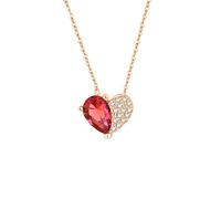 Wycian Collar con corazón para mujer, blanco en el laboratorio se ha creado Ruby y collar de moissanit para mujer, oro bicolor, corazón dividido para ti 9K/14K/18K oro/platino, 45 cm/17.7 pulgadas