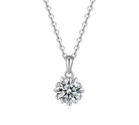 Wycian Collares de moissanita para mujer, cadena de oro solitario de 6 garras para ella, 40+5 cm/15.7+4.8 cm, 9K White Gold-1ct, Oro blanco de 9 quilates, Moissanita