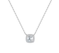 Wycian Collares de moissanita para mujer, dorado, collar de cadena para mujer, halo que no se deslustra, 40+5 cm/15.7+4.8 cm, 18K White Gold, Oro blanco de 18 quilates, Moissanita