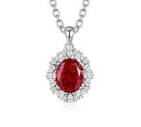 Wycian Collares para mujer, rojo rubí fue creado y moissanite cadena de oro blanco de 14 quilates corona de flores para ella oro blanco de 14 quilates, 40+5 cm, Medio, Oro blanco de 14 quilates