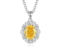 Wycian Collares para mujer, rojo rubí fue creado y moissanite cadena de oro blanco de 14 quilates corona de flores para ella oro blanco de 14 quilates, 40+5 cm, Medio, Oro blanco de 14 quilates