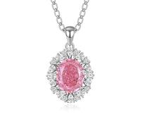 Wycian Collares para mujer, rojo rubí fue creado y moissanite cadena de oro blanco de 14 quilates corona de flores para ella oro blanco de 14 quilates, 40+5 cm, Medio, Oro blanco de 14 quilates