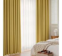 Wycian Cortina de láminas oscurecimiento amarillo 2 unidades chenilla jacquard color sólido H214 X B132 cm para dormitorio