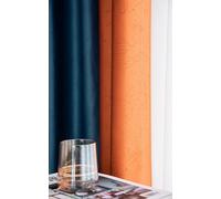 Wycian Cortina opaca para ventanas azul marino naranja 2 unidades chenilla patrón geométrico alto 160 x ancho 86 cm para dormitorio
