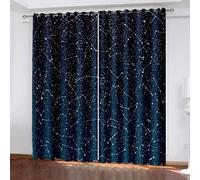 Wycian Cortinas bohemias azul marino 2 unidades poliéster cielo estrellado constelación paisaje alto 229 x ancho 132 cm para dormitorio