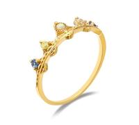 Wycian Cubic-Zirconiabague - Anillo de compromiso para mujer, diseño de marquesa ópalo con circonita cúbica multicolor para el día del padre, 49, Oro amarillo de 18 quilates, Ópalo