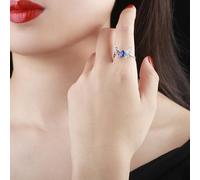 Wycian Finger Ringe Frauen Hochzeitsband Blau 18 Karat Weißgold im Labor Hergestellter Saphir Buttery mit 0,50 Karat Blauem Saphir und Diamant Größe 56 (17.8) Popular für Mrtin Danksagung Schmuck, 67