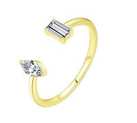 Wycian Finger Rings Women Gold Ring Marriage 9K/14K Oro Amarillo Au375/Au585 3 x 6 mm Rectangular Moissanit Vorsteckring für Tía Elegant Schmuck Geschenk, 50 (15.9), Oro amarillo 9 quilates