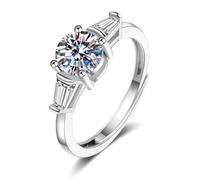 Wycian Joyas De Mujer Anillos Anillo Oro Blanco Mujer 18 Kilates Diamante De Laboratorio 4 Puntas con Punta Redonda Tamaño 6,75 Moda Para Lesbian Graduación