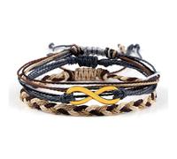 Wycian Juego de 3 pulseras de cuentas para hombre, de metal, con símbolo de infinito, elástico, ajustable, trenzado, 17 cm, piedras naturales para Año Nuevo, 17CM, No es una piedra preciosa
