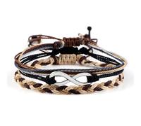Wycian Juego de 3 pulseras de metal para hombre, con símbolo de infinito, elásticas, trenzadas, 17 cm, piedras naturales para graduación, 17CM, No es una piedra preciosa