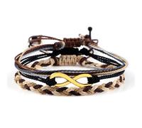 Wycian Juego de 3 pulseras de metal para hombre, con símbolo de infinito, elásticas, trenzadas, 17 cm, piedras naturales para graduación, 17CM, No es una piedra preciosa