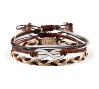 Wycian Kit de cuentas de pulsera, cuentas metálicas, 3 unidades, símbolo del infinito, elástico, ajustable, trenzado, 17 cm, piedras naturales para compromiso, 17CM, No es una piedra preciosa