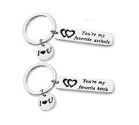 Wycian Llavero INOX, Llaveros Grabados Plata Grabado Eres Mi Perra Favorita Eres Mi Gilipollas Favorito para Hombres Mujeres Amigo Cumpleaños
