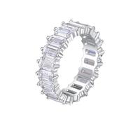 Wycian Matching Rings Gay Ring Damen Weißgold Silber 9K No-Metal-Stamp (Fashion Only) Moissanit Rectangle mit Zirkonia Weiß Größe 45 (14.3) Modern für Tía Valentinstag Personalisierbar, 57 (18.1), Oro