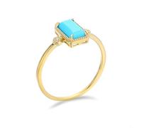 Wycian Moissanite- Anillo de compromiso para mujer, color azul, forma rectangular, turquesa con D Moissanite para Año Nuevo, 54, Oro amarillo de 18 quilates, Turquesa