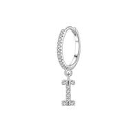 Wycian Pendientes de aro con colgante de oro blanco de 9 quilates para mujer con moissanita blanca, pendientes de fantasía para mujer