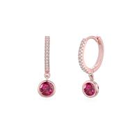 Wycian Pendientes Oro 585 Mujer, Rojo En el laboratorio se creó Ruby y Moissanit Pendientes con ajuste de bisel de piedras preciosas para usted