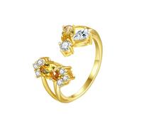Wycian Promise Anillo Bff Oro Anillos Mujeres 18 Quilates Sin Metal Stamp (Fashion Only) Citrin-Moissanite Abierto con Circonita Ovalada Talla 45 (14.3) Clásico para Mujer Navidad Grabado, 61 (19.4