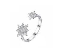 Wycian Promise Anillo de plata de 18 quilates, oro blanco de 18 quilates, sello sin metal (Fashion Only), forma de estrella con circonitas, talla 45 (14,3), clásico para hermana graduación