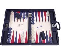 Wycliffe Brothers Juego de Backgammon de Torneo de 53,3 cm - Estuche azul con Campo de Vainilla - Edición Masters
