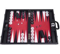 Wycliffe Brothers Juego de Backgammon Profesional de 21" - Estuche Negro con Campo Rojo - Edición Masters