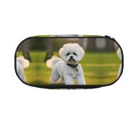 WYCZHY Bichon Frise Dog On The Grass - Estuche para lápices de alta capacidad, estuche organizador para bolígrafos, suministros estéticos para adultos, Black, Talla única, Organizador de bolsas