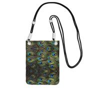 WYCZHY Bolsa cruzada de viaje con estampado de pavo real con correa para el hombro para teléfono, pasaporte para caminar, cartera, Black, Talla única