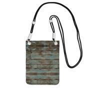 WYCZHY Bolsa cruzada rústica con estampado de madera de granero antiguo con correa para el hombro para teléfono, pasaporte para caminar, cartera, Black, Talla única
