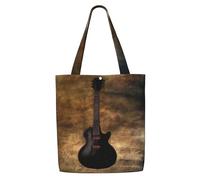 WYCZHY Bolsa grande reutilizable y resistente con estampado de guitarra musical, bolsas de regalo reutilizables de lona de alta calidad, para el trabajo y la compra