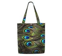 WYCZHY Bolsa grande reutilizable y resistente con estampado de pavo real fresco, bolsas de regalo reutilizables de lona de alta calidad, para el trabajo y la compra