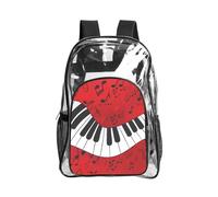 WYCZHY Bolsa transparente resistente con estampado de piano y notas musicales, bolsa transparente reforzada para playa, deportes al aire libre, viajes