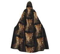 WYCZHY Capa de disfraz de larpa con estampado de leopardo para adultos, capa medieval para festival renacentista, uso gótico