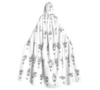 WYCZHY Capa de disfraz de lenguaje de señas del alfabeto Larp para adultos, capa con capucha, bata medieval para festival renacentista, ropa gótica