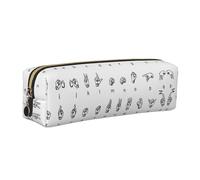 WYCZHY Estuche de cuero para lápices con impresión del alfabeto en lengua de señas, bolsa de gran capacidad para la escuela y herramientas de papelería, Gold, Talla única, Neceser de maquillaje