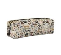 WYCZHY Estuche de piel para lápices con estampado de huellas de perro y huesos de perro, bolsa de gran capacidad para la escuela para herramientas de papelería, Gold, Talla única, Neceser de