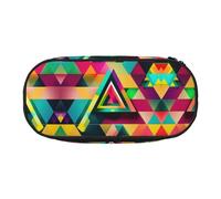 WYCZHY Estuche para lápices de alta capacidad con patrón de triángulos coloridos, estuche organizador para bolígrafos, suministros estéticos para adultos, Black, Talla única, Organizador de bolsas