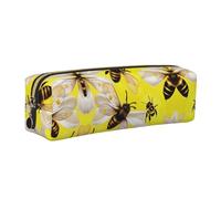 WYCZHY Flying Bees Daisy Honeys - Estuche de piel para lápices, marcadores, bolsa de gran capacidad para la escuela y herramientas de papelería, Gold, Talla única, Neceser de maquillaje