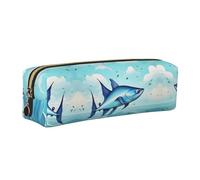 WYCZHY Flying Fish in The Oceans - Estuche de piel para lápices, marcadores, bolsa de gran capacidad para la escuela para herramientas de papelería, Gold, Talla única, Neceser de maquillaje
